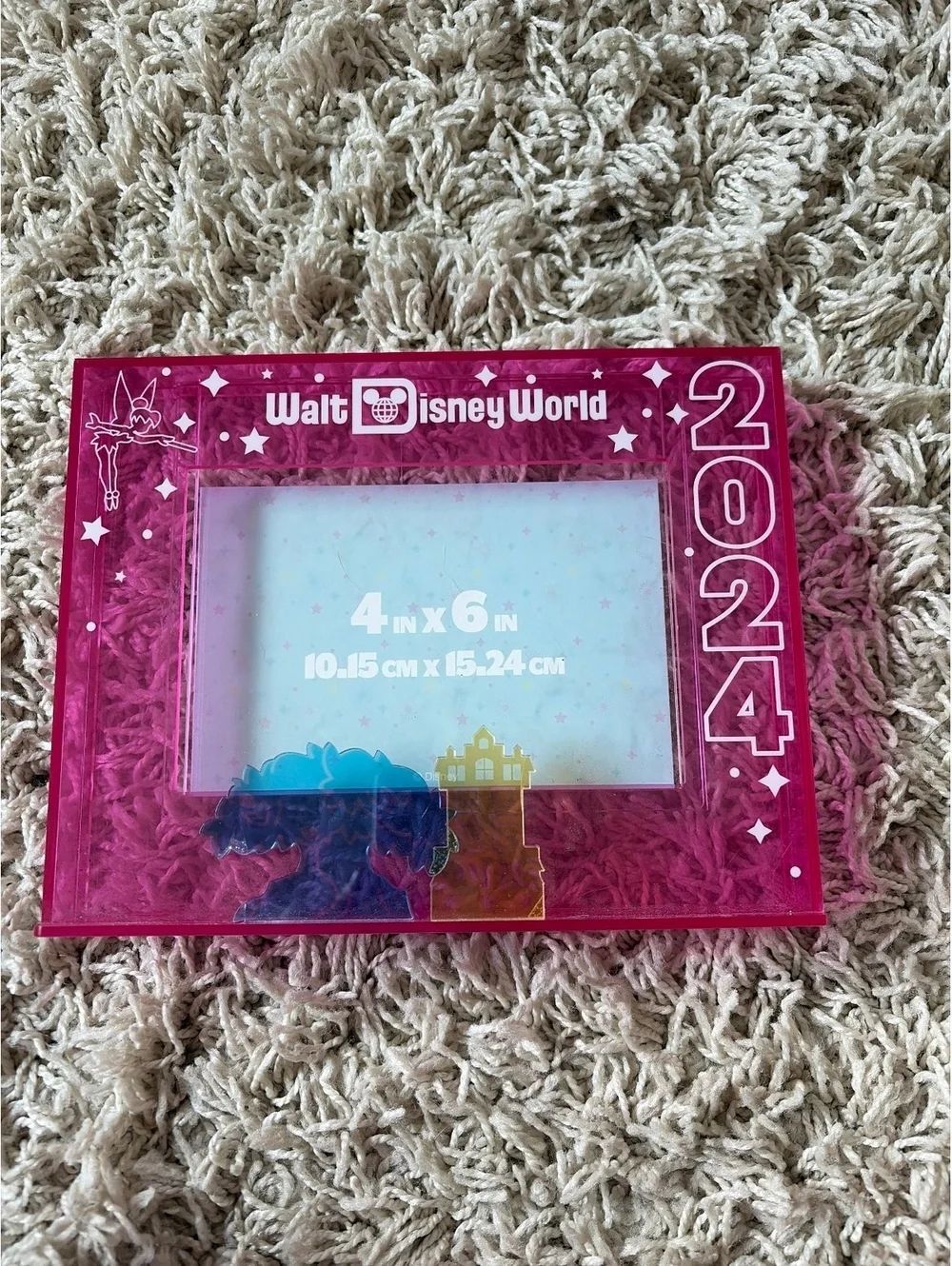 Disney Parks Walt Disney World 2024 Pink Acrylic Photo Frame 4" X 6"